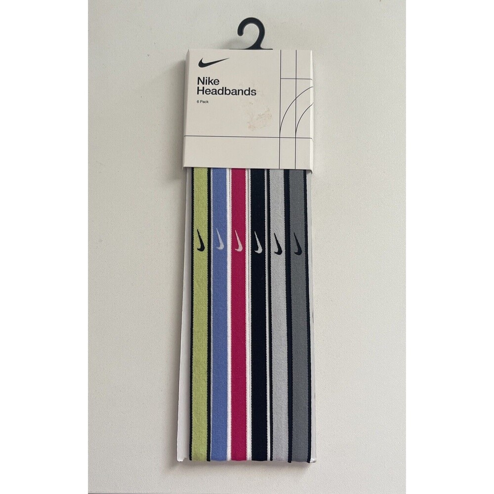Nike Headbands Multi Color Headbands 6 Pack Skinny Non-Slip Swoosh Logo Unisex